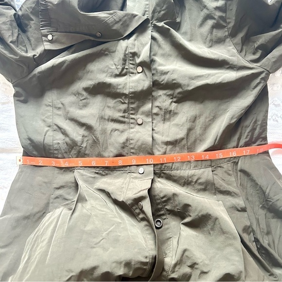 Eileen Fisher Women’s Bubble Hem Surplus Green Trench Coat Jacket XS - Picture 12 of 14